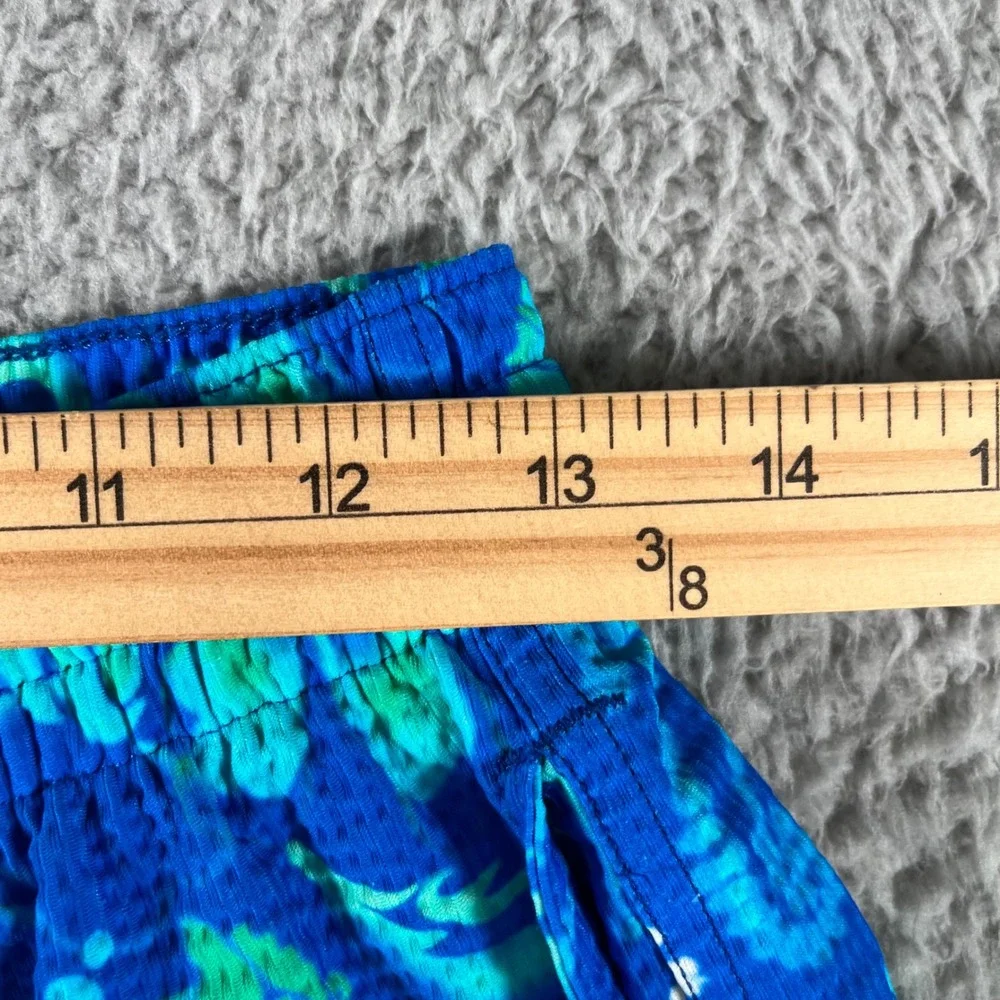 Blackbough Swim Mens Blue Green Tropical Hibiscus Seahorse Mesh Swim Trunks S